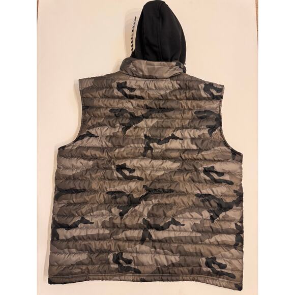 Men's Ecko Unltd Hooded Puffer Vest Full Zip Camouflage Logo Size 2XL Green - Picture 8 of 11